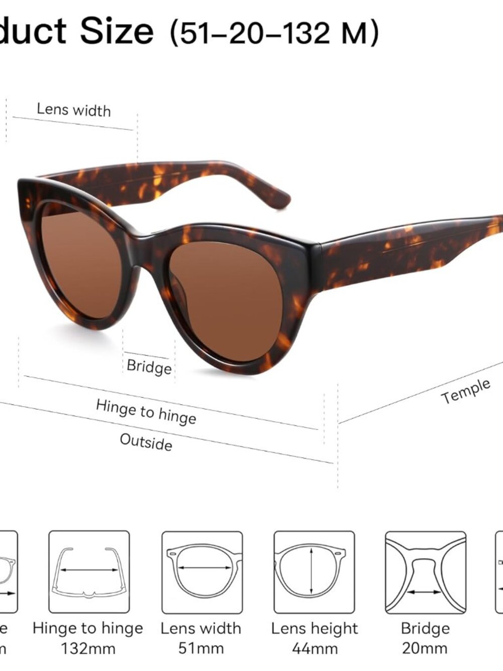 Polarized Sunglasses Women Round: Trendy Sun Glasses for Ladies - Retro Classic - Picture 4 of 6